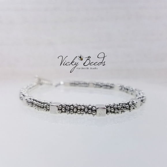 Ladies Handmade Silver Toggle Bracelet - Picture 4 of 9